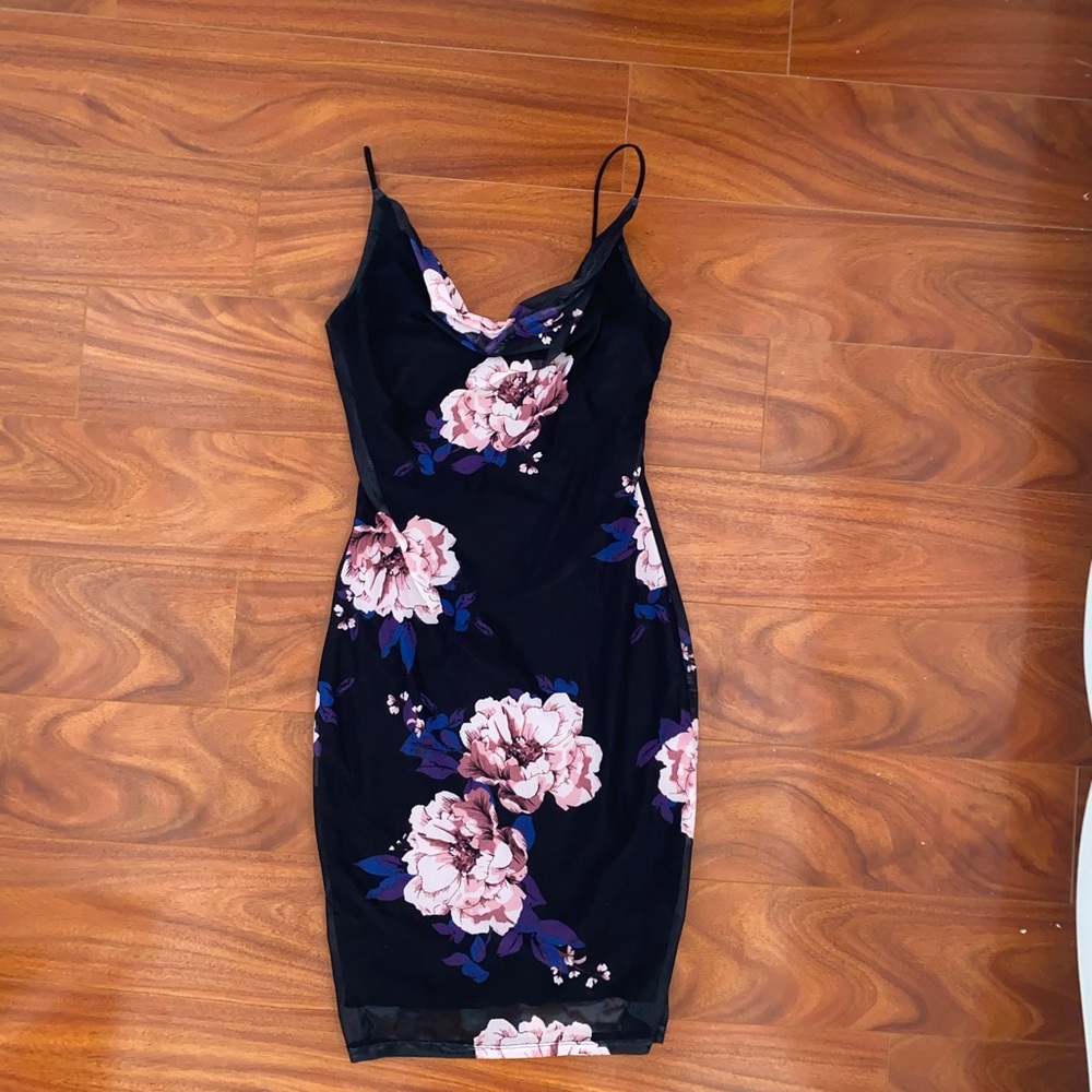 Charlotte Russe Cowl Neckline Mesh Lined  Dress